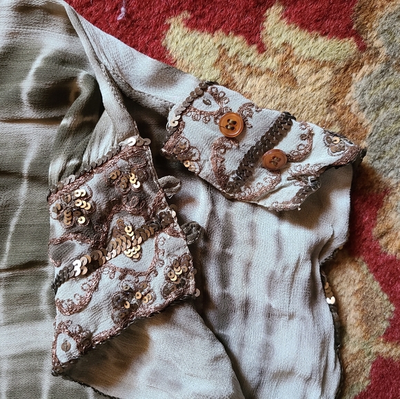 🍂Tie dye khaki bronze boho beaded halter top - Picture 9 of 9